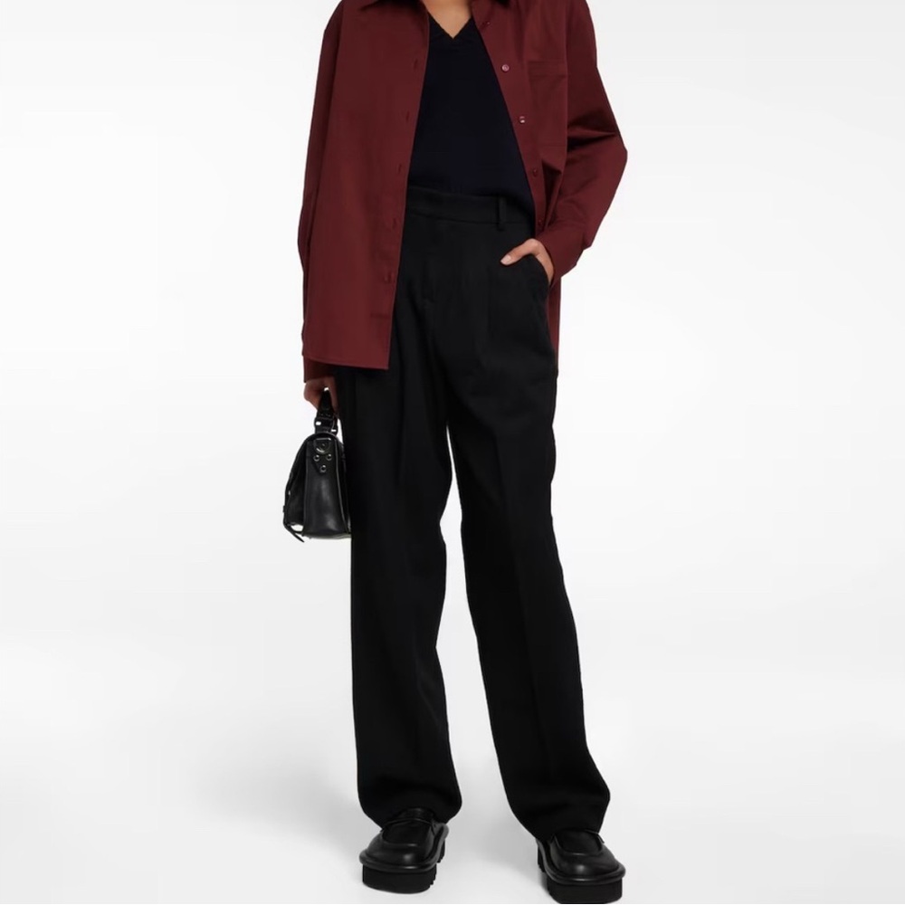The Frankie Shop Layton pleated wool-blend wide-leg trousers